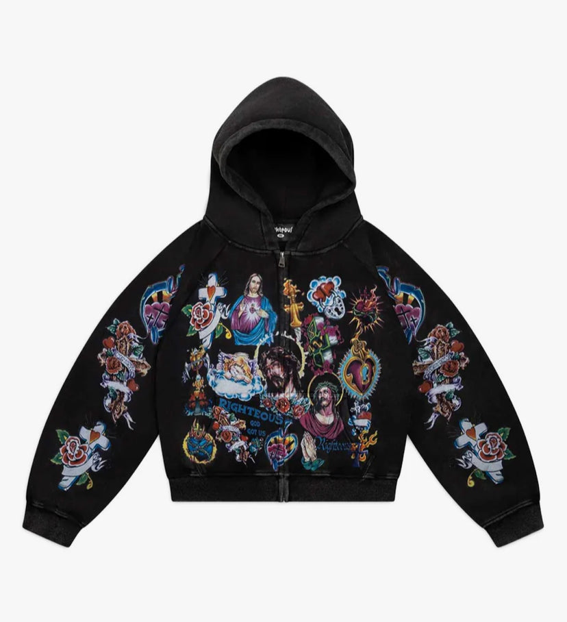 RIGHTEOUS RISEN KING ZIP UP BLACK