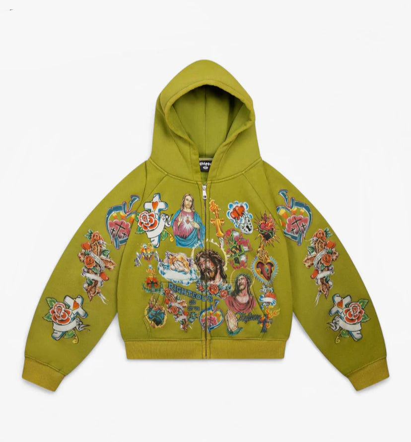 RIGHTEOUS RISEN KING ZIP UP GREEN
