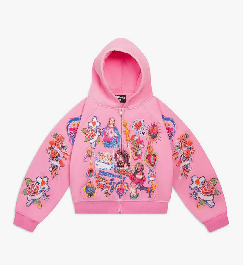 RIGHTEOUS RISEN KING ZIP UP PINK